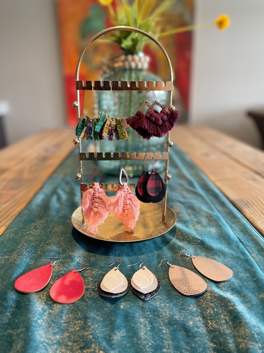 Assorted Mixed Pleather and Material Earrings Lot - 7 Pair